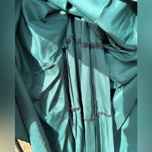 Satin Double Strap Gown with Floral Pockets - Picture 5 of 9